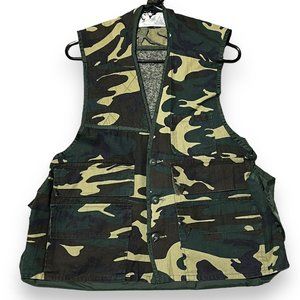 Vintage Mens Duck Bay Camouflage Hunting Vest Size Large 100% Cotton Hong Kong